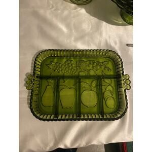 Green glass tray